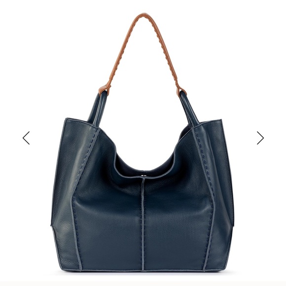 Los Feliz , the Sak Elegant Blue Leather Shoulder tote bag. - Picture 2 of 13